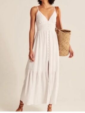 Abercrombie white button through Maxi Dress, size XL